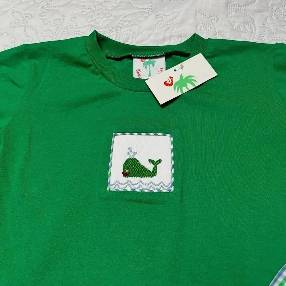 NWT Shrimp & Grits Smocked Whale Outfit Size 7